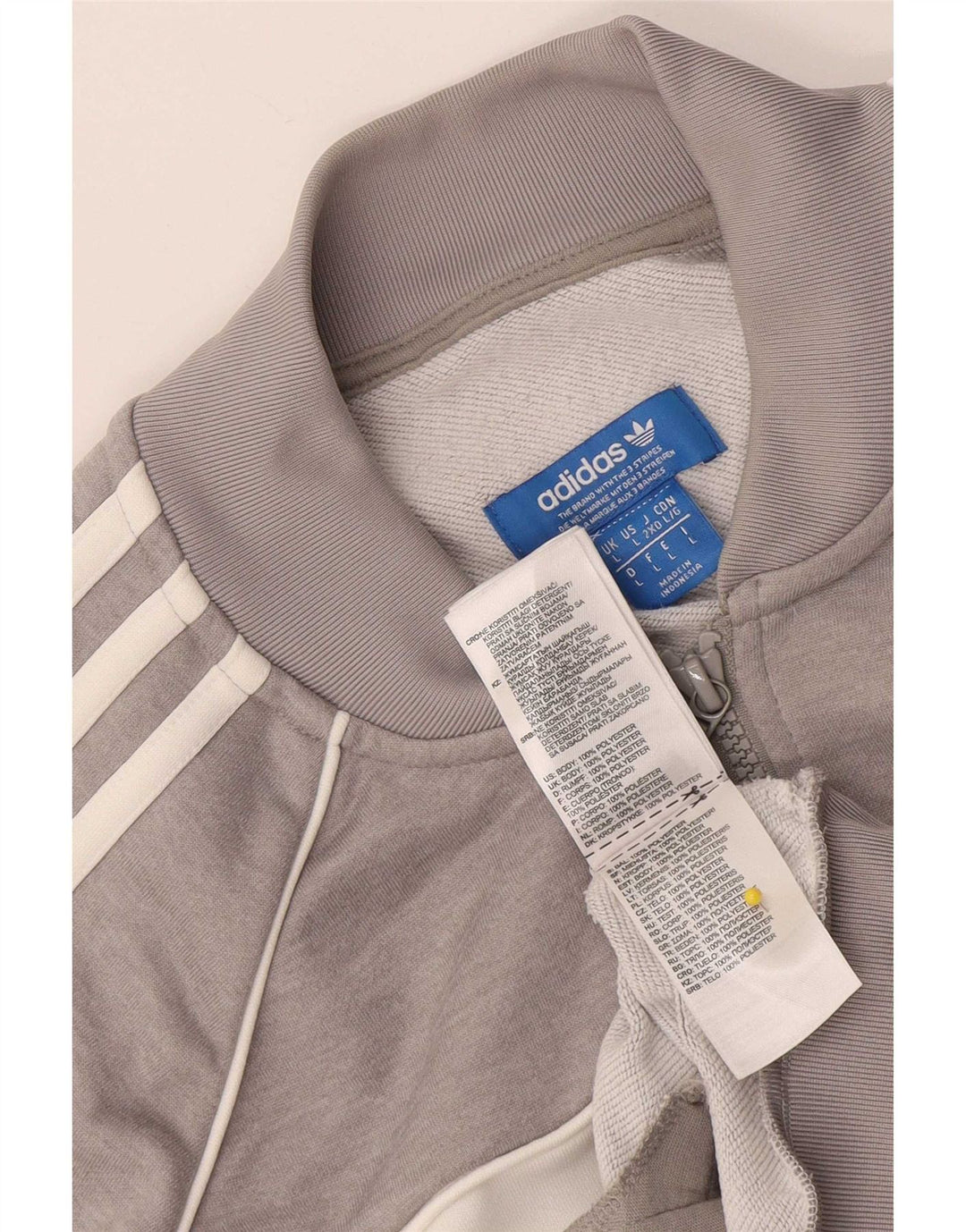 Adidas Hombre Chándal Top Chaqueta Grande Gris Colorblock Poliéster