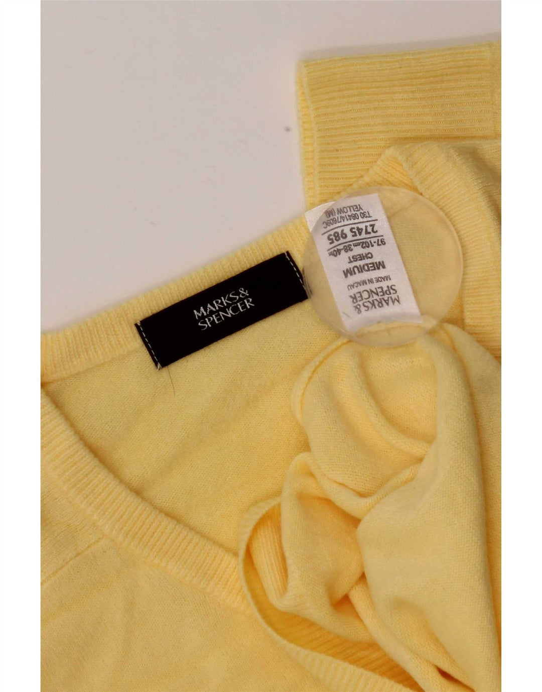Marks & Spencer Jersey con Cuello en V para Hombre Acrílico Amarillo Medio