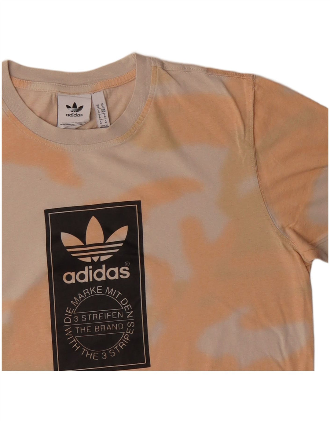 Adidas Camiseta gráfica para hombre Top de algodón teñido anudado naranja mediano
