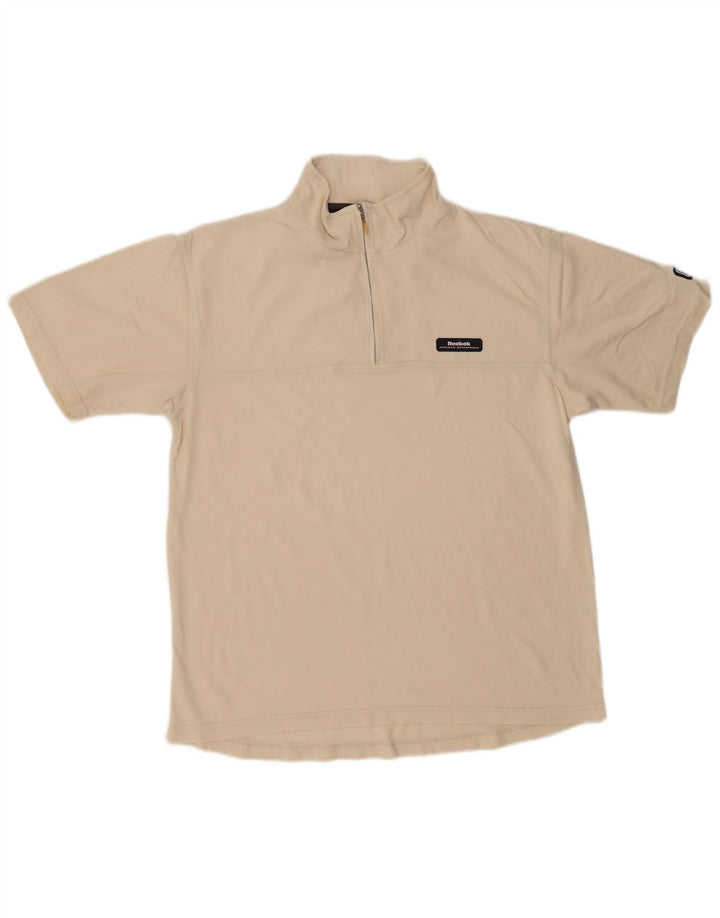 Reebok Hombre Zip Neck Camiseta Top XL Beige