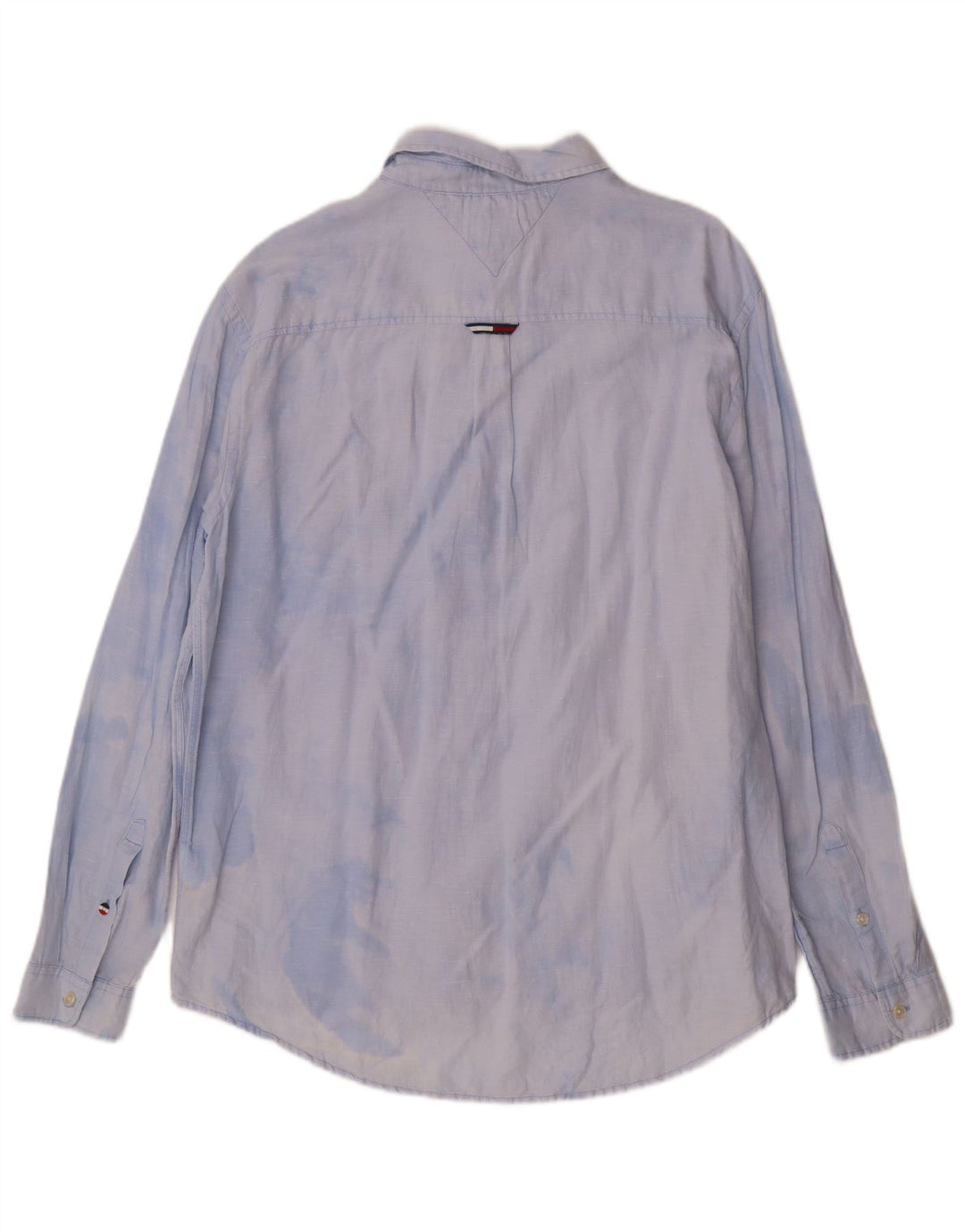 TOMMY HILFIGER Camisa de corte regular para hombre XL Algodón teñido anudado azul