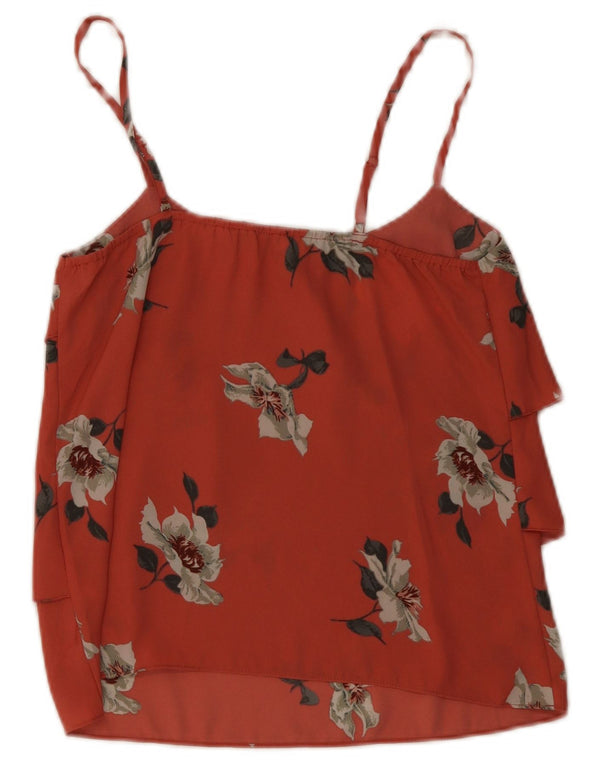 Oasis Top Cami Top Escalonado Para Mujer UK 8 Pequeño Poliéster Floral Rojo