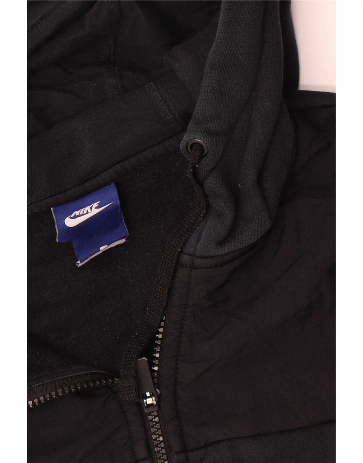 Nike Sudadera con capucha y cremallera gráfica para hombre, algodón negro mediano