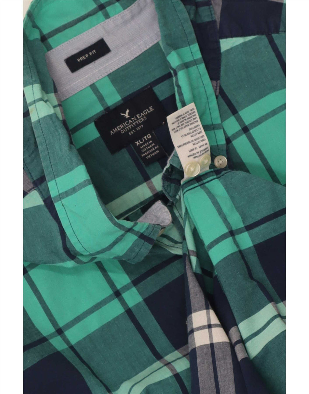 American Eagle Camisa Hombre XL Algodón Cuadros Verdes
