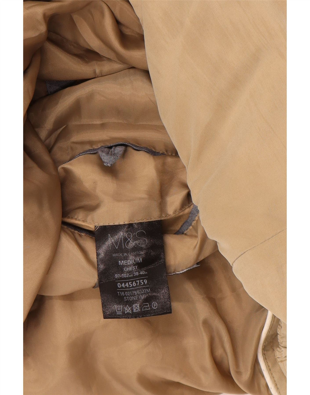 Marks & Spencer Chaqueta Bomber para Hombre UK 38 Medium Beige Poliamida