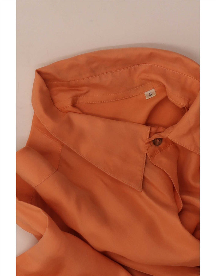 Camisa vintage para hombre pequeña seda naranja