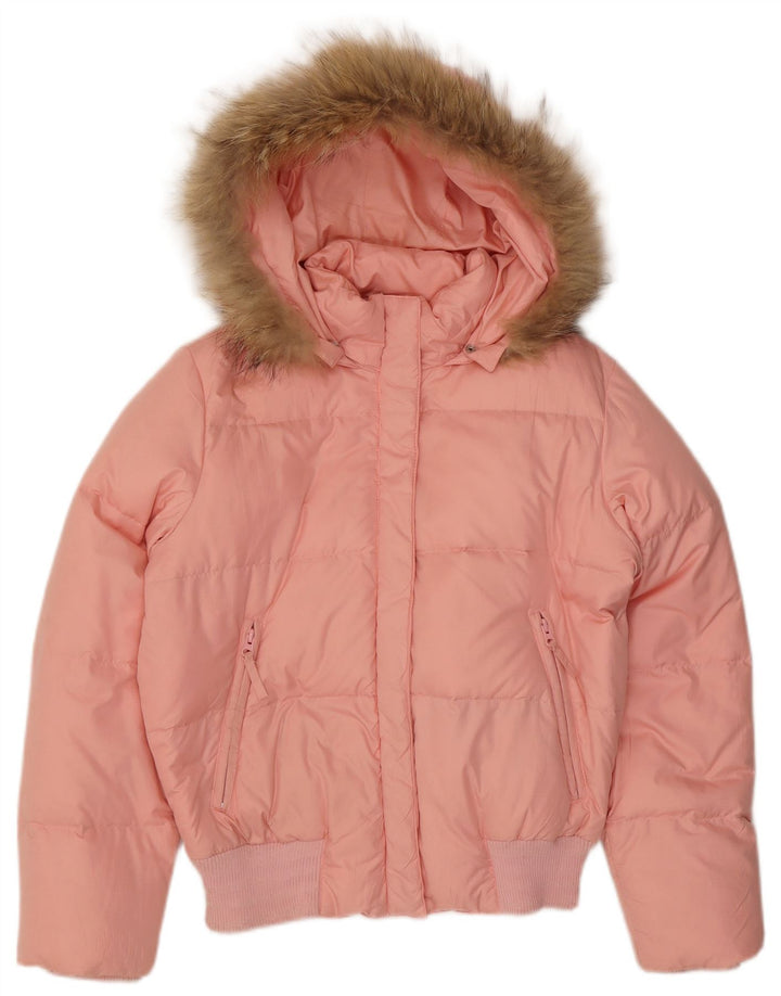 Adidas Chaqueta acolchada con capucha para mujer UK 12 Poliéster rosa medio