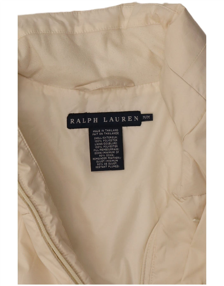 Ralph Lauren Chaqueta Acolchada Corta para Mujer Reino Unido 14 Mediano Blanco Roto Poliéster