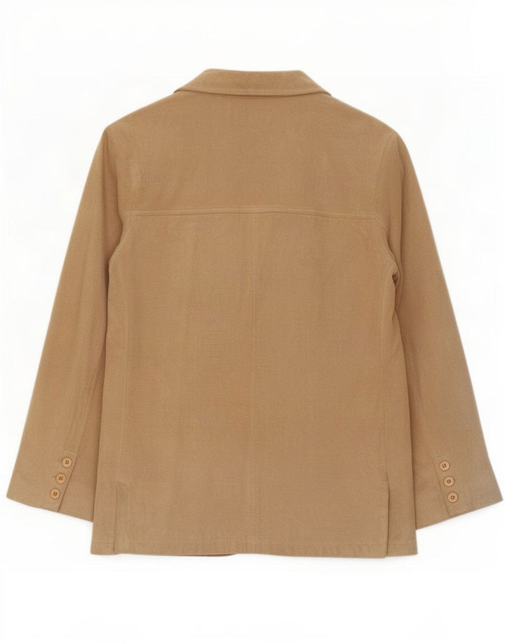Vintage mujer 3 botones ante Blazer chaqueta IT 44 cuero beige medio