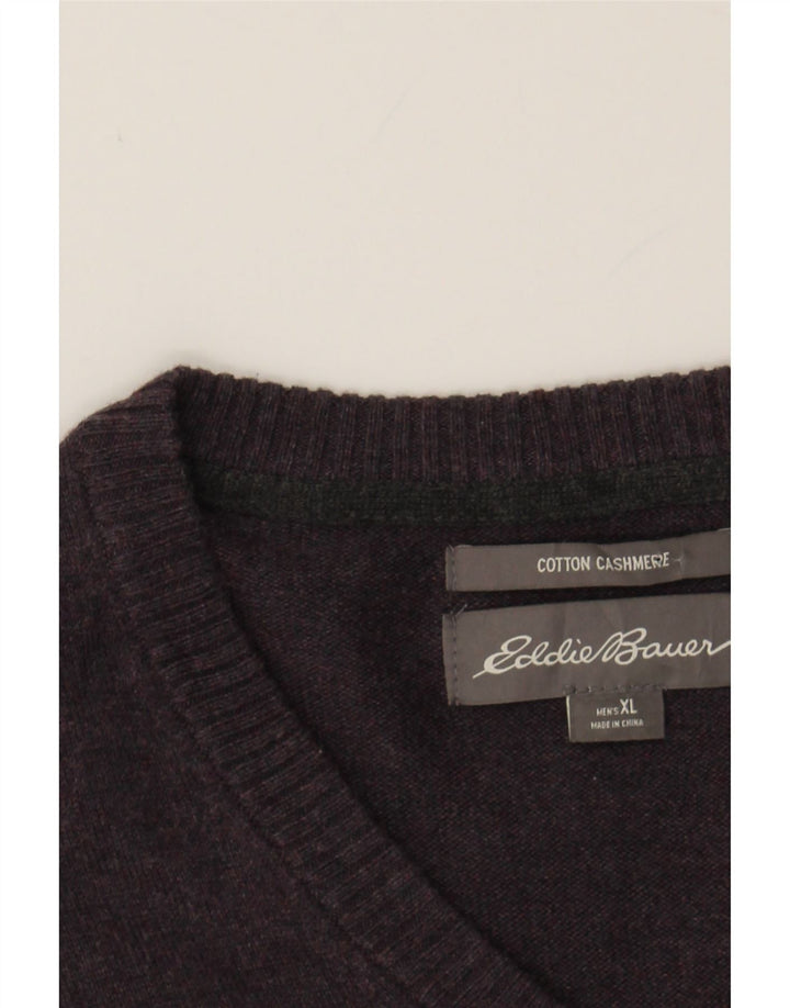 EDDIE BAUER Mens V-Neck Jumper Sweater XL Maroon Cotton Vintage Eddie Bauer and Second-Hand Eddie Bauer from Messina Hembry 