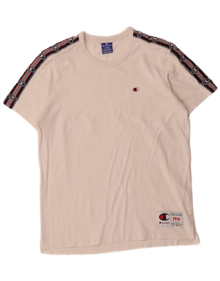 CHAMPION Camiseta gráfica para hombre Top grande de algodón blanco