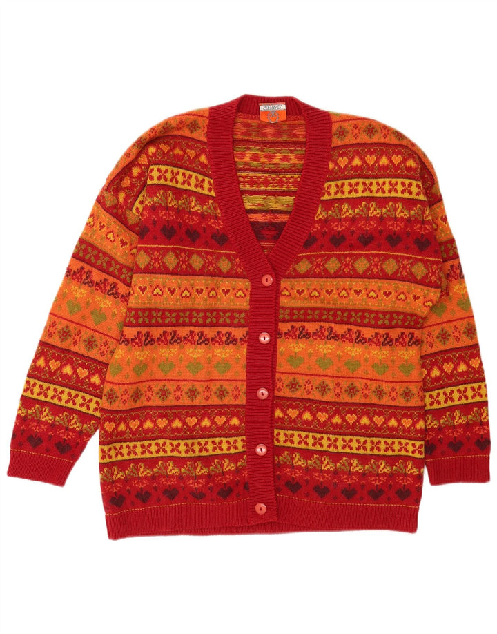 Stefanel Suéter tipo cárdigan para mujer Reino Unido 46 Grande Multicolor Fair Isle