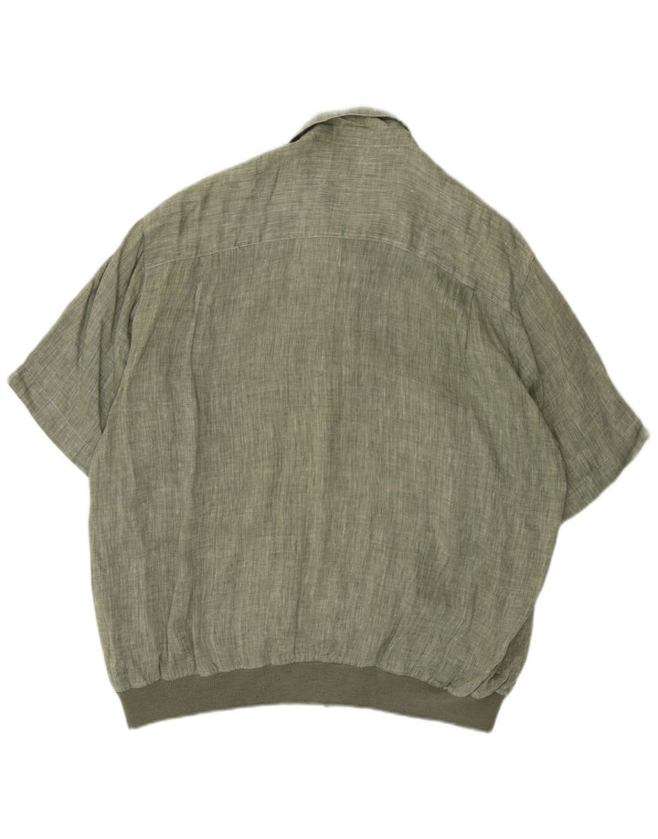 NAZZARENO G. Camisa Manga Corta Hombre XL Lino Verde