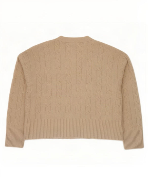 Zara Womens 3/4 Sleeve Oversized Cardigan Sweater UK 10 Small Beige