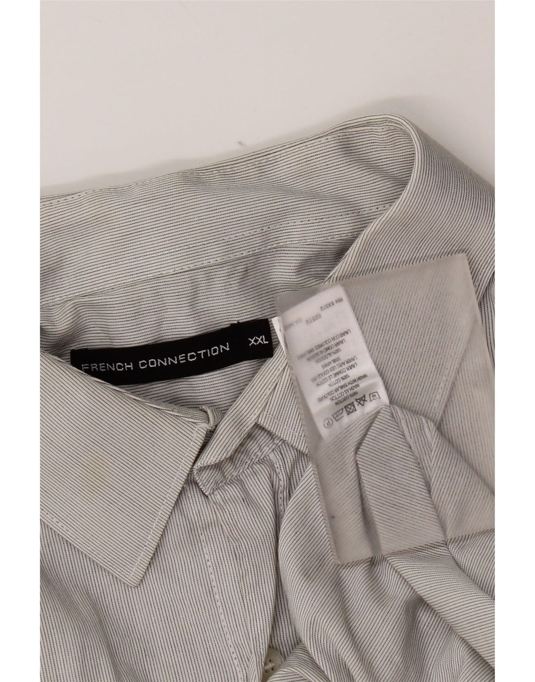 Camisa para hombre French Connection 2XL Algodón gris a rayas