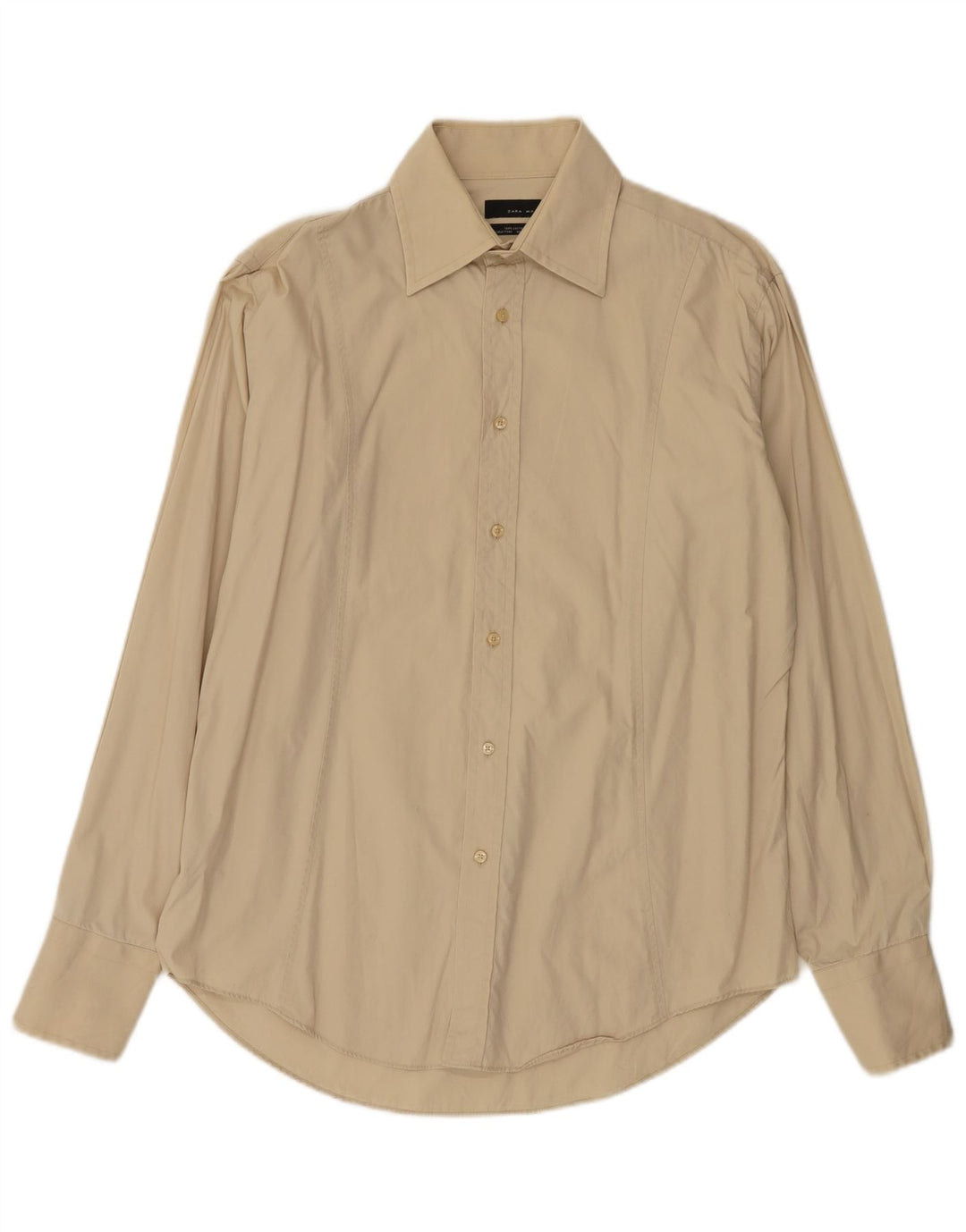 Zara Hombre Camisa XL Algodón Beige
