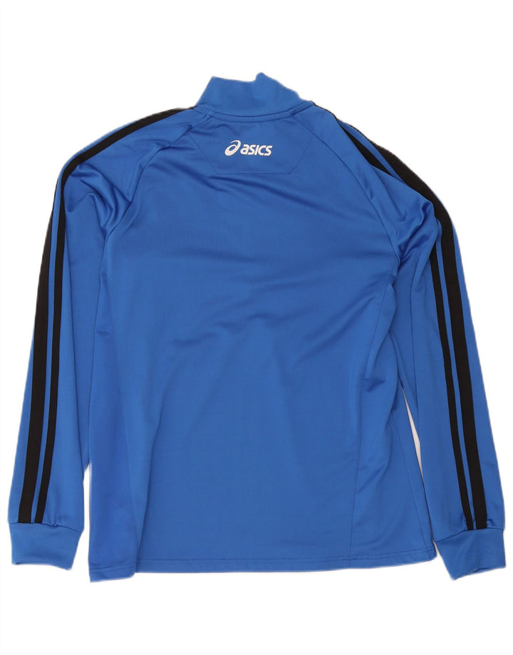 Asics Hombre Zip Neck Pullover Chándal Top XL Azul Colorblock Poliéster