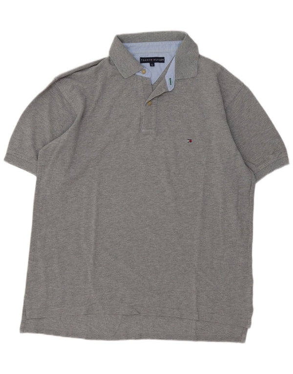 Tommy Hilfiger Mens Polo Shirt XL Grey Flecked Cotton