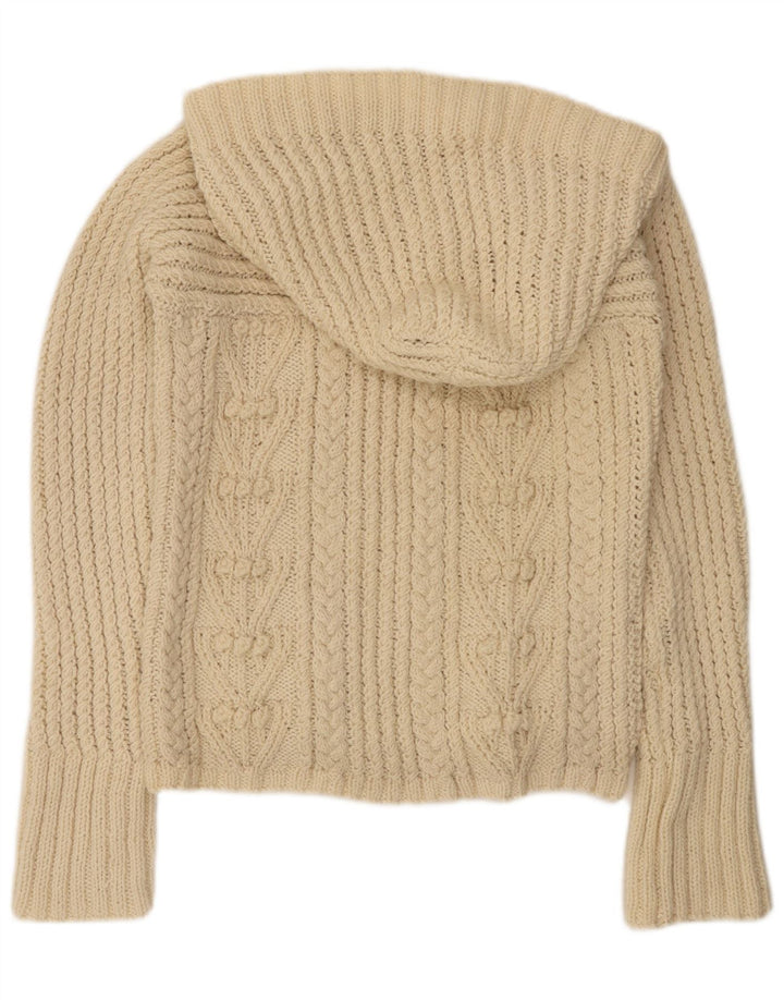 Vintage mujer sudadera con capucha suéter Reino Unido 14 Medio Beige