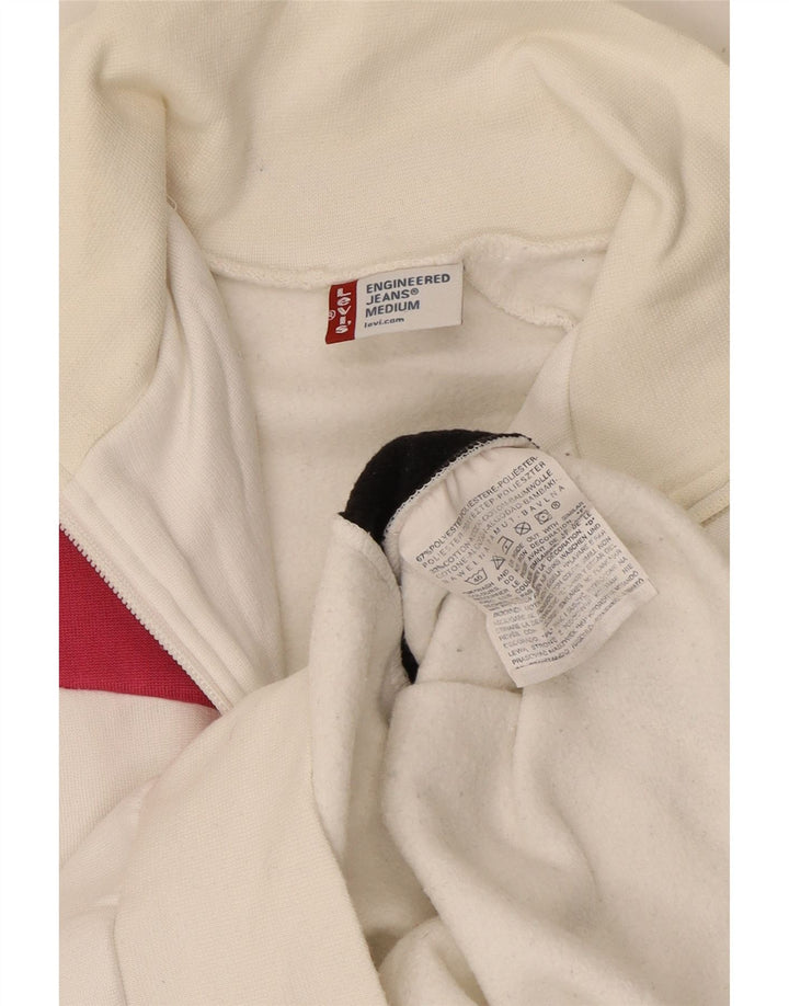 LEVI'S Sudadera con cuello y cremallera para mujer UK 40 Medium White Colourblock