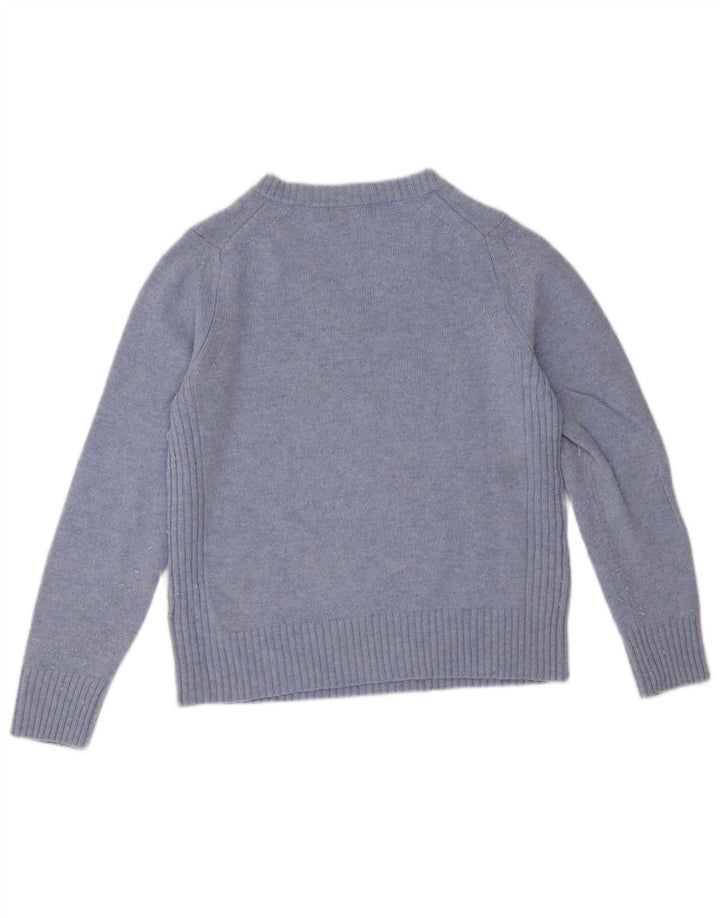 Marks & Spencer Jersey con cuello en V para mujer UK 40 Lana de cordero azul medio