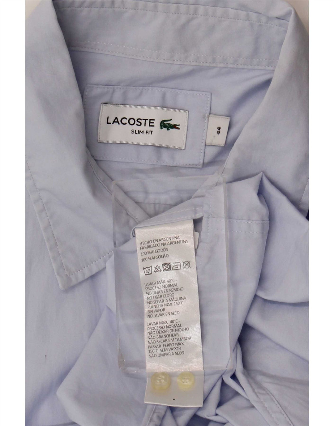 Camisa Lacoste Hombre Slim Fit Talla 44 XL Algodón Azul
