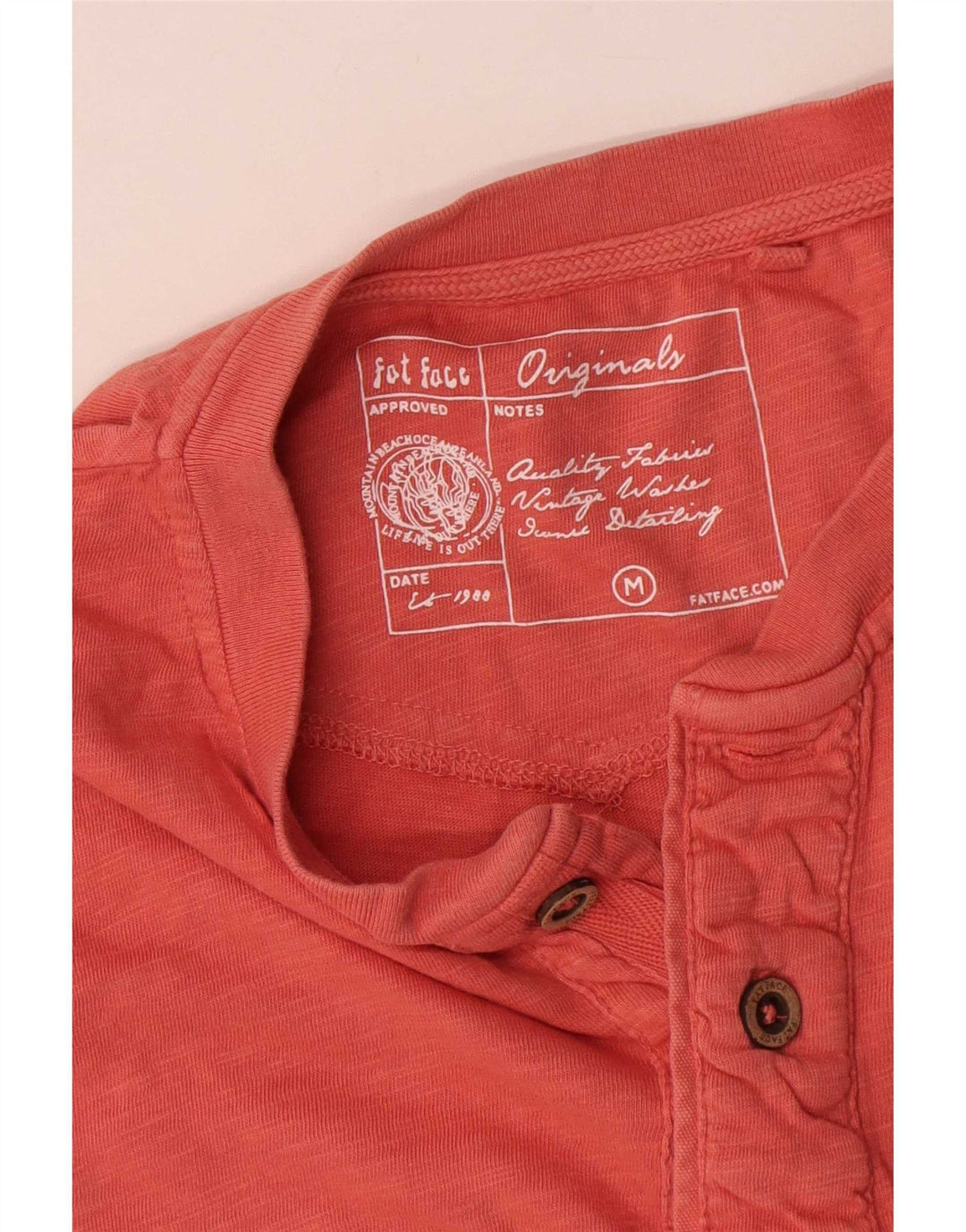 Camiseta de hombre Fat Face Top de algodón moteado naranja mediano