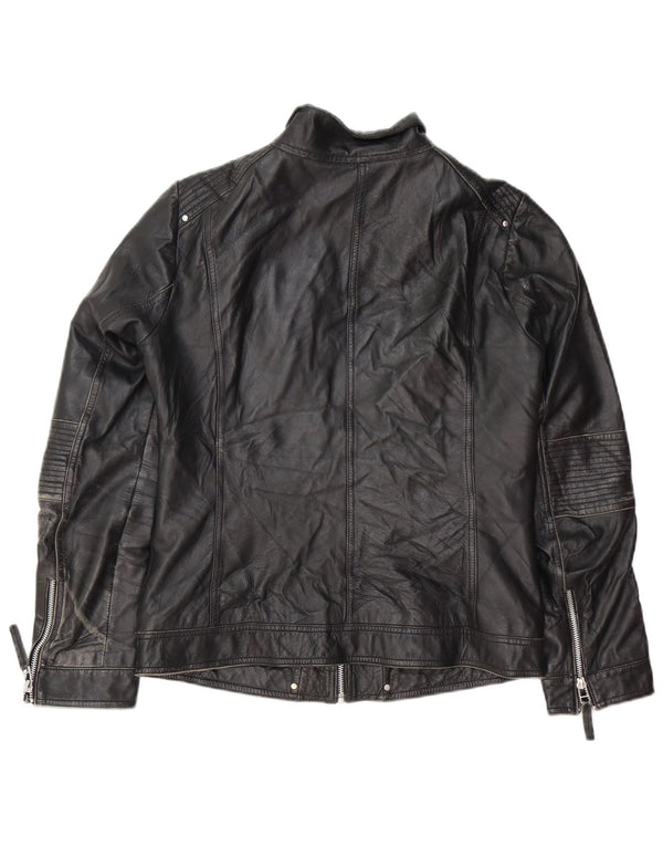 Isaco & Kawa Chaqueta de cuero motociclista para mujer IT 44 Cuero negro mediano