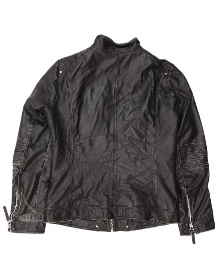 Isaco & Kawa Chaqueta de cuero motociclista para mujer IT 44 Cuero negro mediano