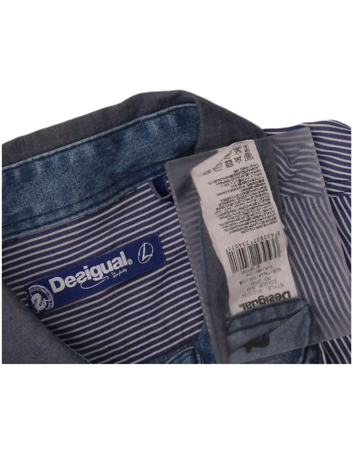 Camisa Desigual Hombre Lyocell Patchwork Azul Grande