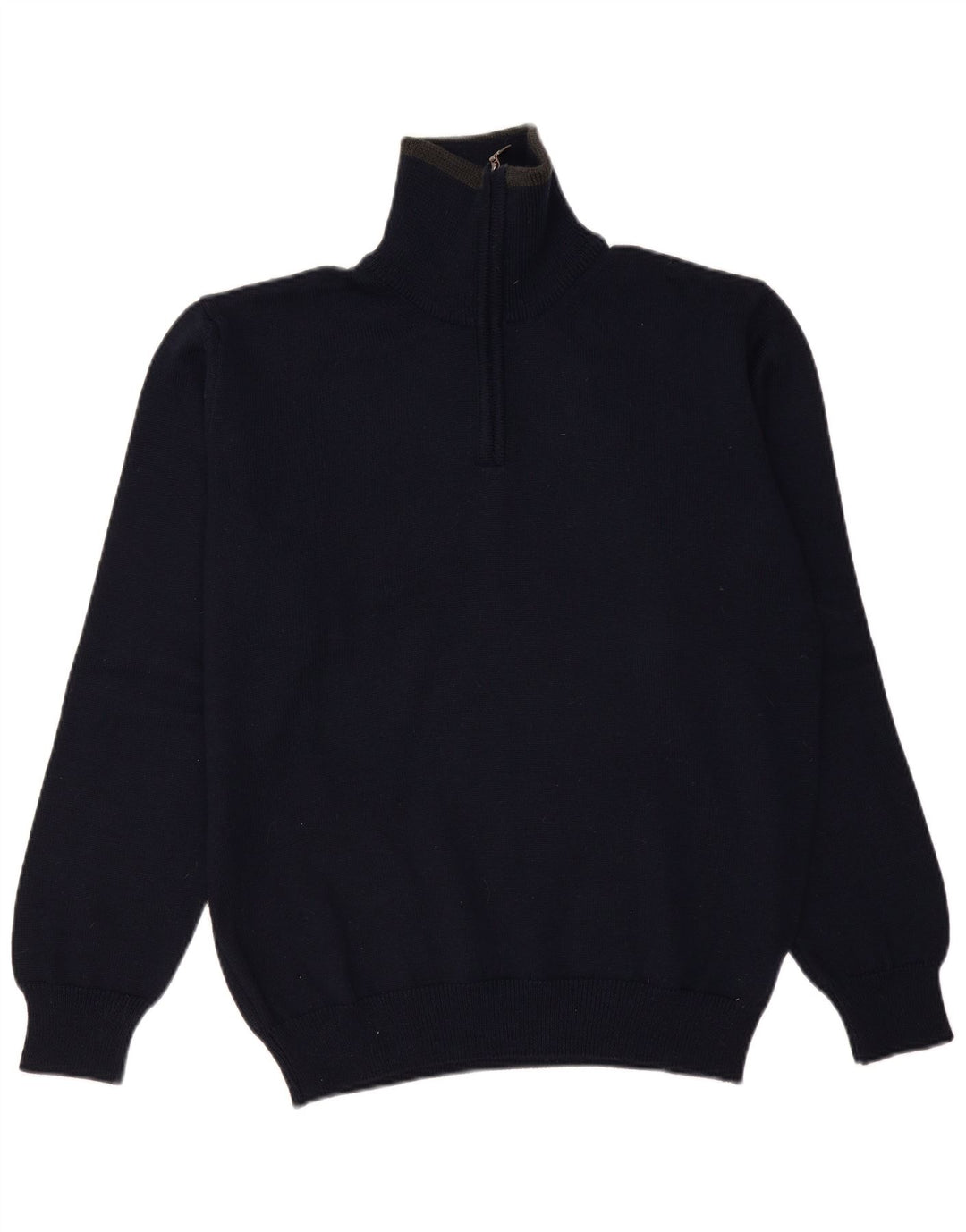 Sporting Mare - Jersey para hombre con cuello y cremallera, talla grande, de lana virgen, color azul marino