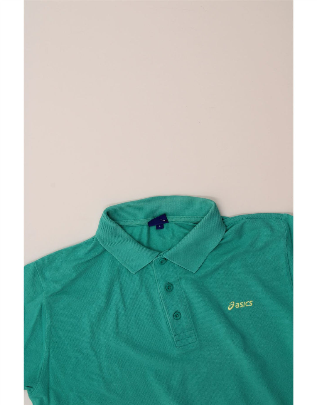 ASICS Mens Polo Shirt Large Turquoise Cotton Vintage Asics and Second-Hand Asics from Messina Hembry 