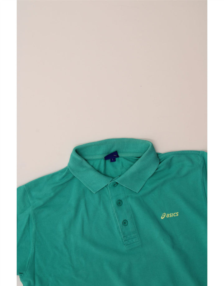 ASICS Mens Polo Shirt Large Turquoise Cotton Vintage Asics and Second-Hand Asics from Messina Hembry 