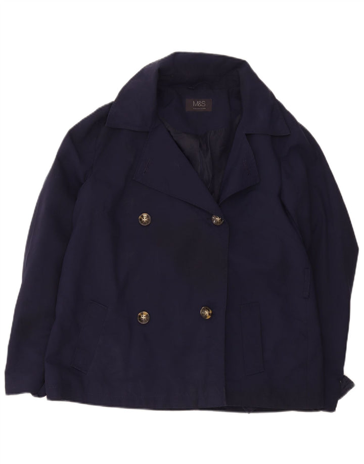 Marks & Spencer Gabardina corta para mujer UK 44 Grande Poliéster azul marino