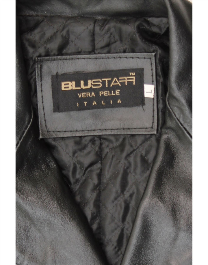 Blustaff Abrigo de cuero para hombre UK 40 Grande Cuero negro