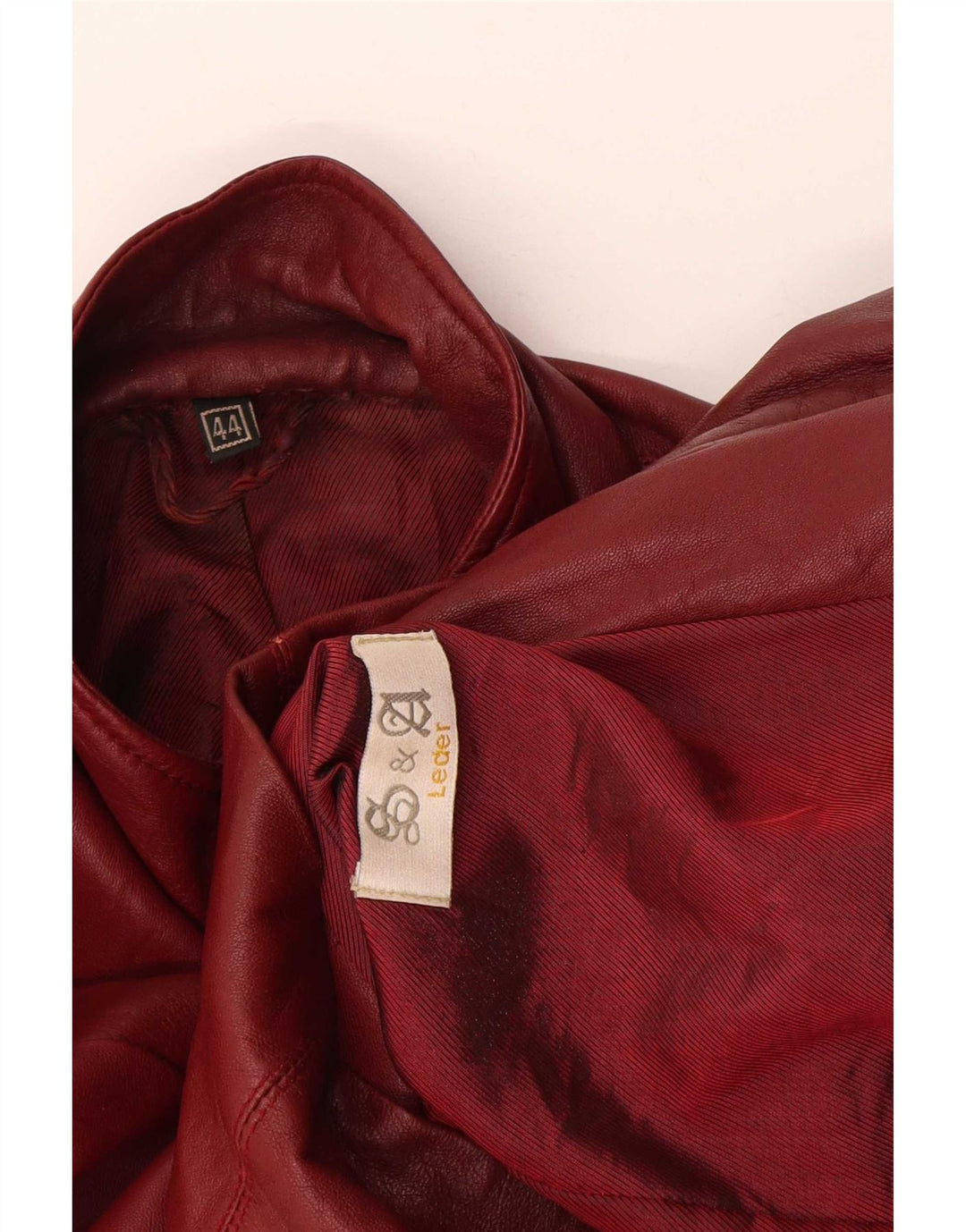 Chaqueta de cuero vintage para mujer IT 44 Borgoña mediana