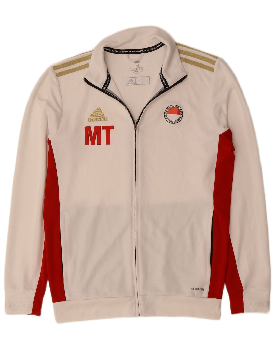Adidas Hombre Aeroready Chándal Top Chaqueta Mediano Blanco Roto Colorblock