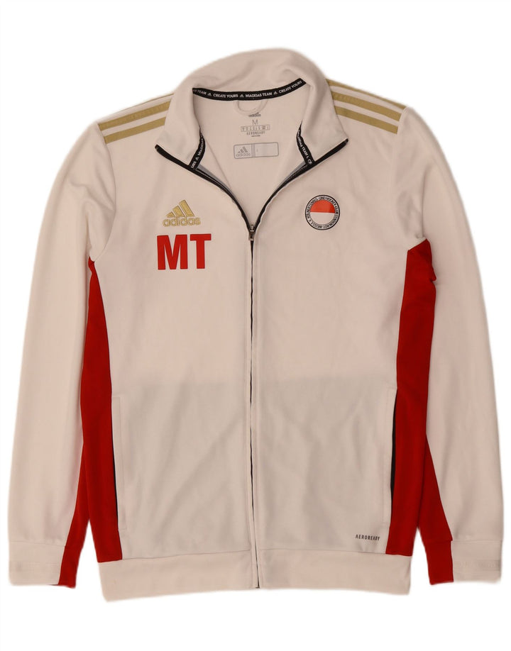 Adidas Hombre Aeroready Chándal Top Chaqueta Mediano Blanco Roto Colorblock