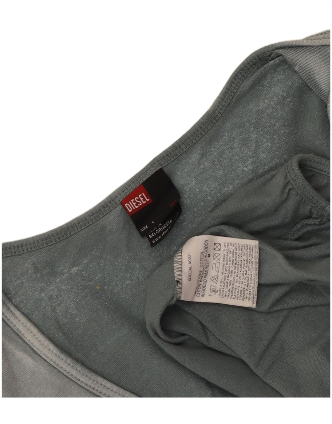 Diesel Mujer Crop Top Manga Larga UK 44 Grande Algodón Azul