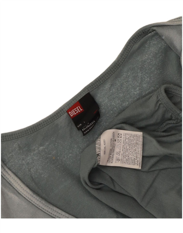 Diesel Mujer Crop Top Manga Larga UK 44 Grande Algodón Azul