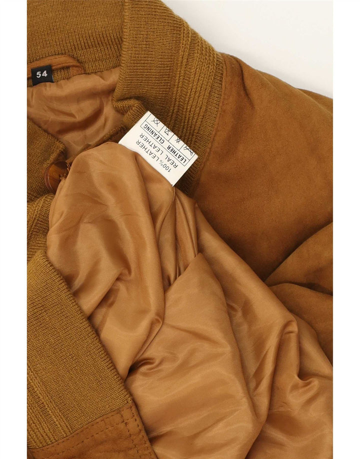 Vintage hombres ante bomber chaqueta IT 54 2XL cuero marrón