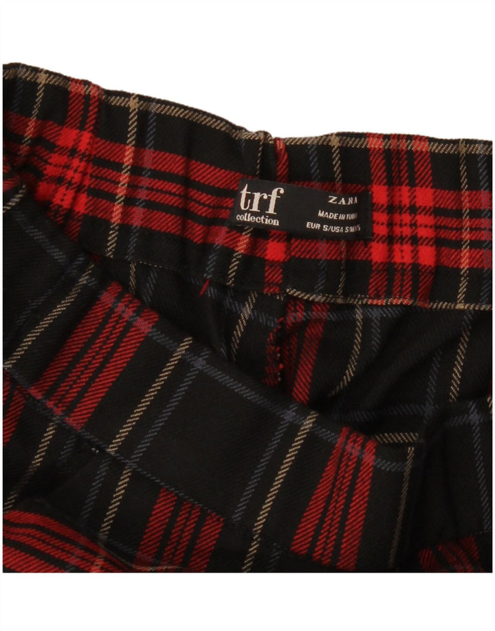 Zara Pantalones chinos ajustados para mujer UK 10 Small W27 L26 Black Check