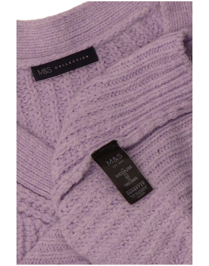 Marks & Spencer Suéter tipo jersey de gran tamaño con cuello en V para mujer UK 44 Medio Púrpura