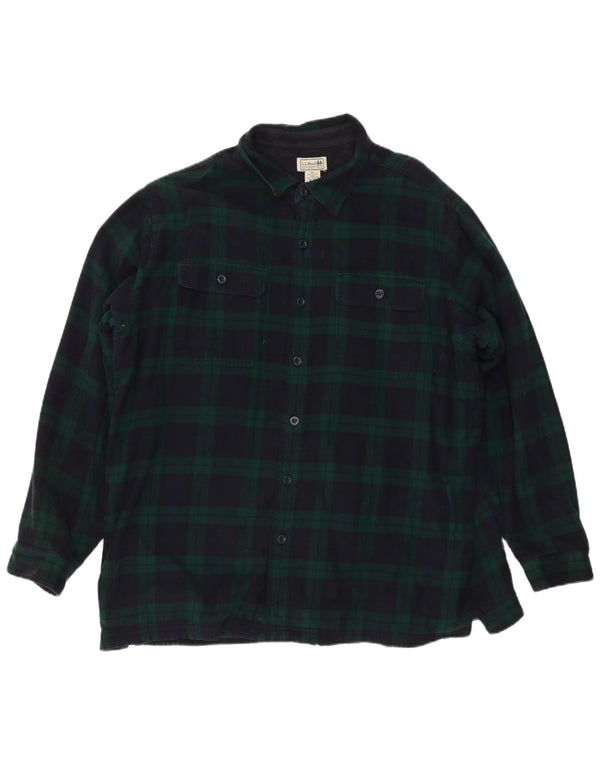 L.L.Bean Camisa de franela de leñador para hombre XL Algodón a cuadros verdes