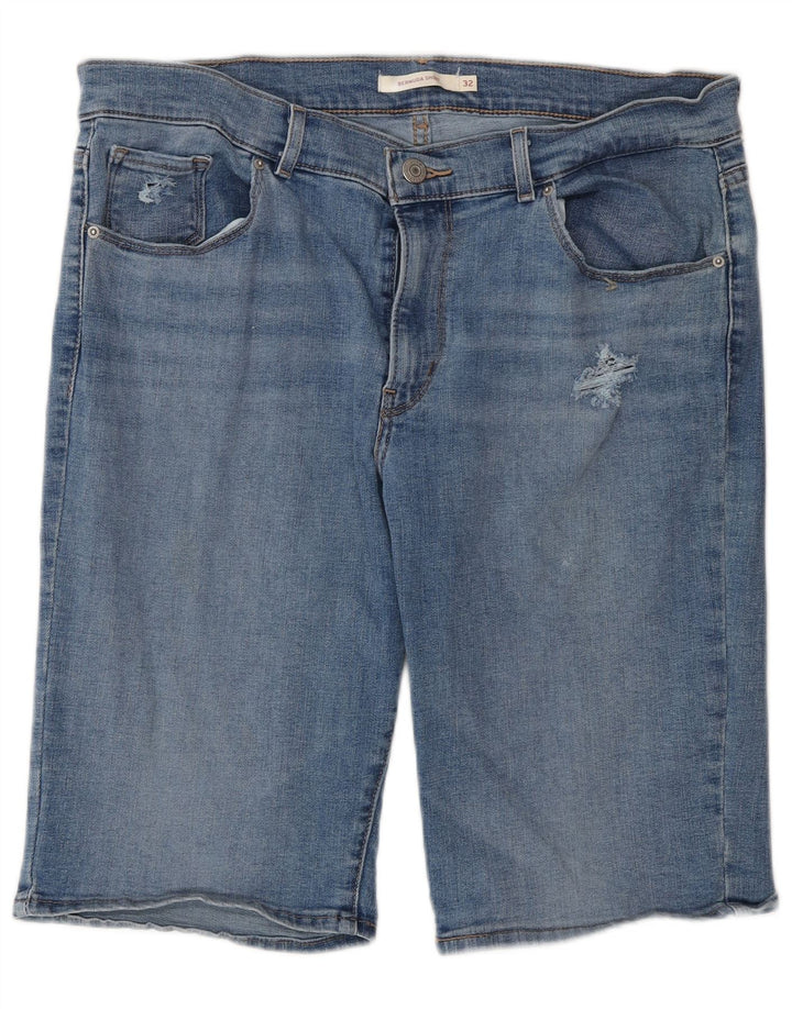 LEVI'S Bermudas vaqueras desgastadas para mujer W32 Algodón azul grande
