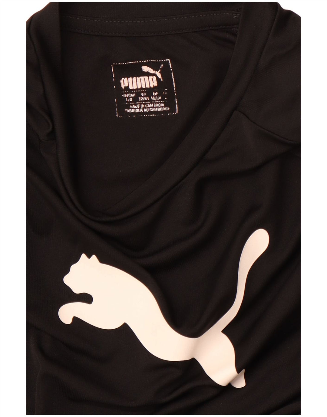 PUMA Camiseta gráfica para hombre Top deportivo de poliéster negro grande