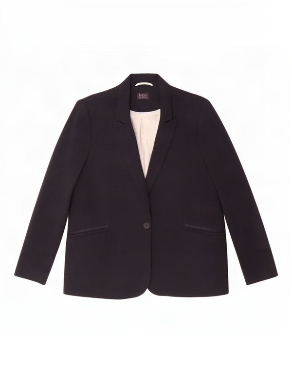 Marks & Spencer Chaqueta tipo blazer con 1 botón para mujer UK 20 2XL Poliéster azul marino