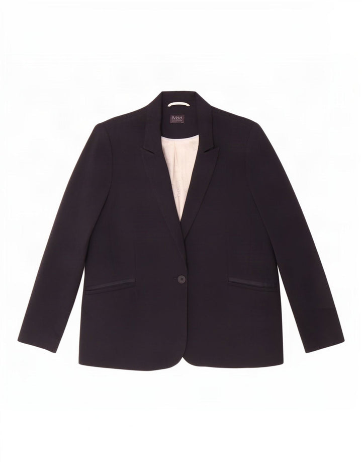 Marks & Spencer Chaqueta tipo blazer con 1 botón para mujer UK 20 2XL Poliéster azul marino