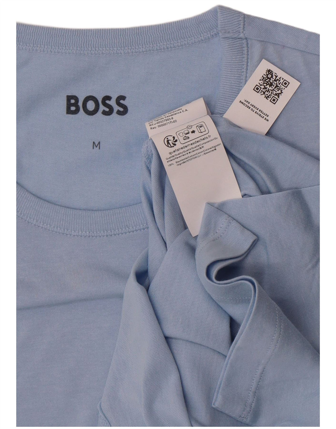Camiseta Hugo Boss Hombre Top Algodón Azul Medio