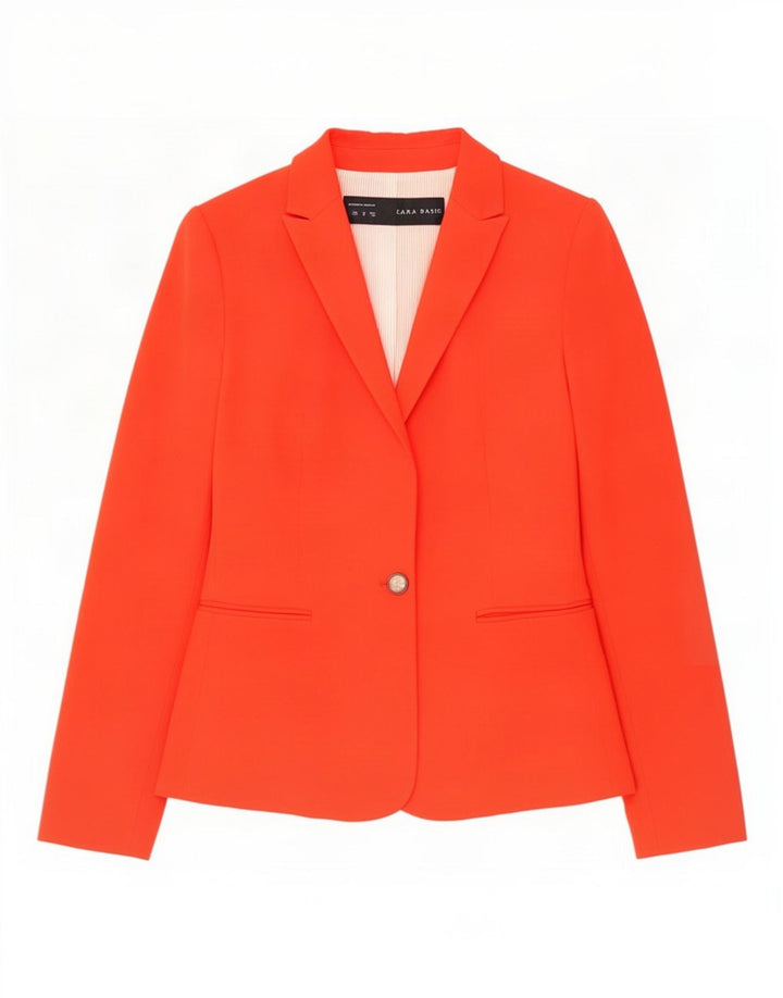 Zara Chaqueta Blazer De 1 Botón para Mujer UK 42 Viscosa Roja Mediana